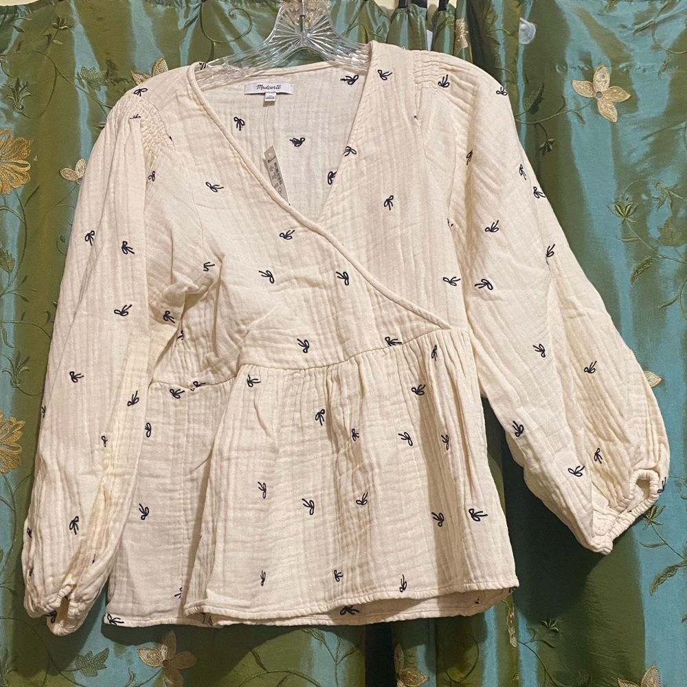 Madewell poplin bow tie shirt 🎀